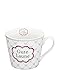 Produktbild Krasilnikoff - Kaffeebecher/Kaffeetasse - Happy Cup - Gute Laune - Porzellan - Weiss/Grau H:9 cm Ø 10 cm