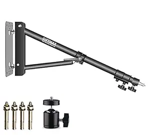 GiftMax Wall Mount Boom Arm for Photography Studio Video Strobe Lights, Max Length 56 inches /142 cm, Horizontal and Vertical Rotatable | Free 4 Pieces Screws and Hot Shoe Mount Adapter