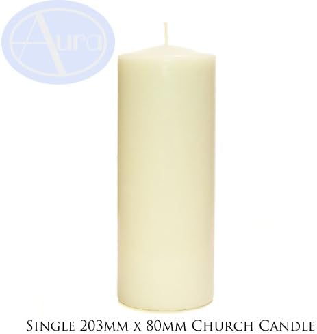 PACK of 2 - Ivory Church Candles (80mm x 203mm)