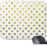 Gold Leaf Metallic Faux Foil Small Polka Dot White Mouse Pad/ Mouse MATS