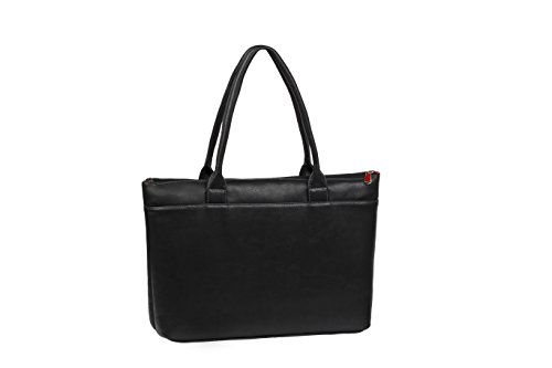 RIVACASE Tasche f  r Laptops bis 15 6    - Elegante Schultertasche f  r Damen aus hochwertigen PU-Leder und viel Stauraum - Schwarz