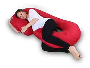 Momsyard Full Body C Shape Maternity/Pregnancy Pillow - Baby Nursing Cushion & Maternity Pillow for Pregnant Women Made of 100% Velvet Pillow Cover - 2.5 kg (Maroon)