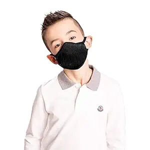 Autofurnish Trendy Cotton Washable Reusable Face Mask for Young Kids - Black (Made in India) (Set of 10)