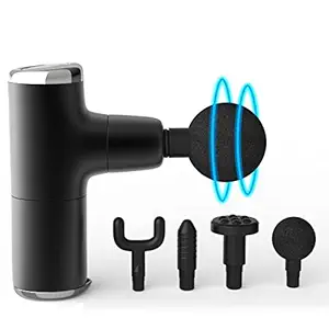 Lifelong Wireless LLGM27 Powerful Body Gun Massager with 4 heads| Deep Tissue Percussion Muscle Massager for Pain Relief & Recovery, Powerful, Portable Handheld Electric Fascial Gun Massager (Black)