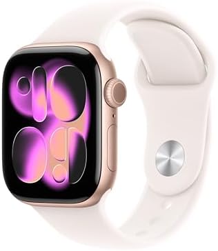 Apple Watch Series 11 GPS, Cassa 42 mm in alluminio color oro rosa con Cinturino Sport rosa fard - S/M