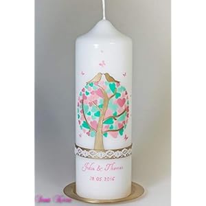 HOCHZEITSKERZE HERZBAUM MIT SCHMETTERLINGEN UND SP