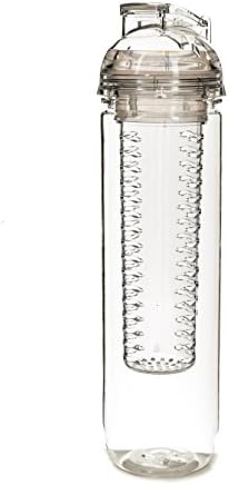 800ml Tritan Water Bottle with Removable Fruit Infuser (Numerous Colour Options) - BPA Free (Clear)