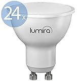Lichtfarbe: Warmweiß Lumira GU10 LED Leuchtmittel, 7 Watt LED Lampe, Ersatz für 70 W Halogenlampe, Warmweiß, 24er Set