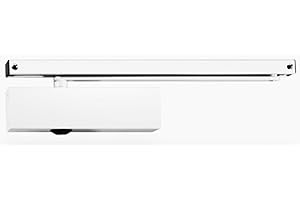 Geze Türschließer TS 3000 V weiß für einflügelige Türen bis 1100 mm Flügelbreite, Komplettpaket inkl. Montageplatte und Gleitschiene- 22,6x4,6x6cm