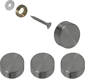 Alpha 18mm Screw Covers Caps Decorative (Solid Brass Construction) Mirror Screws Fasteners, 18mm Dia, Brushed Stainless Steel