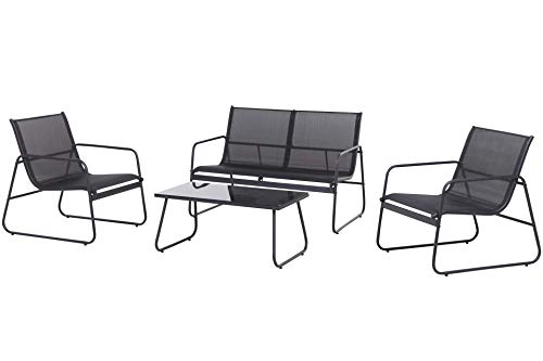 kynast exklusiv Garten Lounge Set NETTES PLÄTZCHEN 4 TLG schwarz Textilbezug