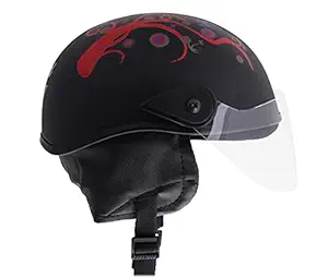 Western Era Stylish Lovable Half Face Helmet for Kids || Baby Safety and Comfort || (3-12 Years) (Black Matte) (Red Sticker)