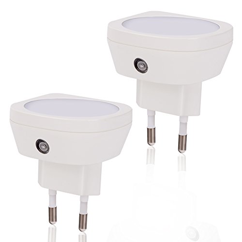 Emotionlite 2 Stück Plug in LED Nachtlicht mit Dämmerungssensor Kinder Nachtlicht Sehr gut für Kinderschlafzimmer Badezimmer Flur Treppenaufgang Korridor Schrank oder ein dunkles Zimmer Warmes weißes 2700 K Energiesparpaket