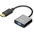 FENTICO DisplayPort (DP) to VGA Adapter, Gold-Plated Display Port to VGA Adapter (Male to Female) Compatible with Computer, Desktop, Laptop, PC, Monitor, Projector, HDTV - Black (UNI-Directional)
