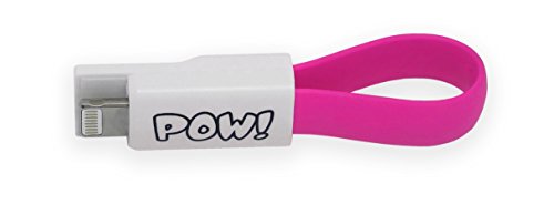 POW! Portachiavi caricatore 2in1 universale compatibile con Apple Lightning Android Micro USB cellulari smartphone (cavo di ricarica per Samsung iPhone Huawei Nokia LG) filo caricabatterie caricatore (Fucsia)