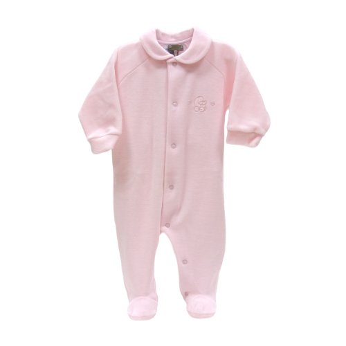 Cambrass Unisex Baby Unisex Velvet All-In-One with Embroided Pram Motif 12-18 Months Pink