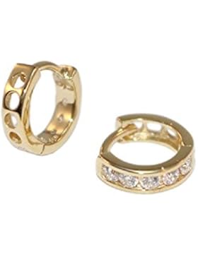 *585 Gold 14K Damen Kinder Ohrringe Ohrschmuck Creolen mit Zirkonia 11x3mm*