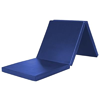 WolfWise Tapis de Fitness Pliable Super Ferme Tapis de Sport Gymnastique Exercices Fitness Yoga PU EPP 5cm d'Epaisseur 60 x 180 cm Anti-dérapant Nettoyage facile- Bleu