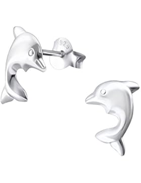 Ein Paar kleine schlichte Delfin-Ohrstecker aus Sterling Silber