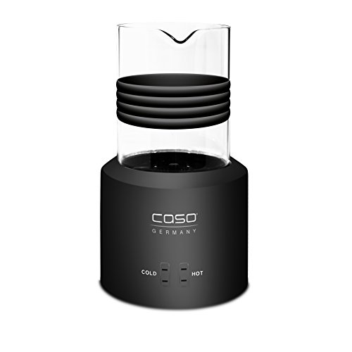 Caso 1660 Crema Glas Design Milchaufschäumer für cremigen Milchschaum kalt und heiß, ideal für Latte Macchiato, Kakao, Cappuccino oder Frappe, schwarz