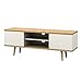 Produktbild Anne Hifi TV-Bank Board Rack Lowboard Fernsehtisch Fernsehschrank weiß Skandinavisch Retro Wohnzimmer Schrank 140x51,5 cm 2 Türen eichefarben