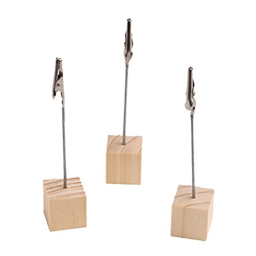 ULTNICE Clip Halter 10pcs Tabletop Fotohalter für Bilder/ Memos und Tisch Zahlen (Holz Farbe)
