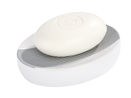 WENKO 21681100 Seifenablage Bahia Grau – Seifenschale, Keramik, 13.7 x 3 x 10.5 cm, Weiß - 2