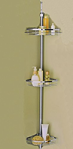 TELESKOP DUSCHREGAL chrom 145 - 250 cm 3 KÖRBE NEU BADREGAL ECKREGAL BAD REGAL