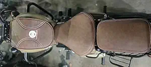 Al Ameen / RE Classic Bike Seat Cover for 350/500 with RE Logo / Double Tone Brown / Bullet Seat Cover / Double Milky White Stitches / Waterproof / UV Protected / Easy to FIT