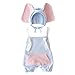 Produktbild FBGood Kinder Kurzarm Tasche Strampler + Elefantenhut Set Säuglingsspielanzug Overalls Neugeborenes Trägerhose Kleidung Baby Sommer Outfits Spielanzug