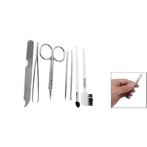 Sourcingmap Eyebrow Comb Scissors Earpick Cosmetic Tool Kit - 7 in 1 - Image 2