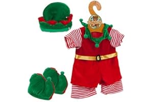 Teddy Tastic Elf Costume Christmas Elf Hat & Elf Shoes Dress Up Teddy Bear Outfit Fits 16" / 40cm Teddy Bears NEW Make a Bear Outfit