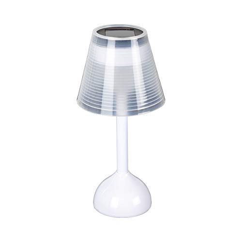 Preisvergleich Produktbild Unbekannt LED-Solar-Tischlampe, Moderne kabellose Tischleuchte als Nacht- oder Fensterlicht, Schreibtischlampe, Dekoration, warmweißes Licht, inklusive Akku, Kunststoff, 19,5 cm, weiß