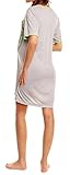 Happy Mama. Damen Umstands-Nachthemd mit Stillfunktion. Stillshirt Kurzarm. 366p - 4