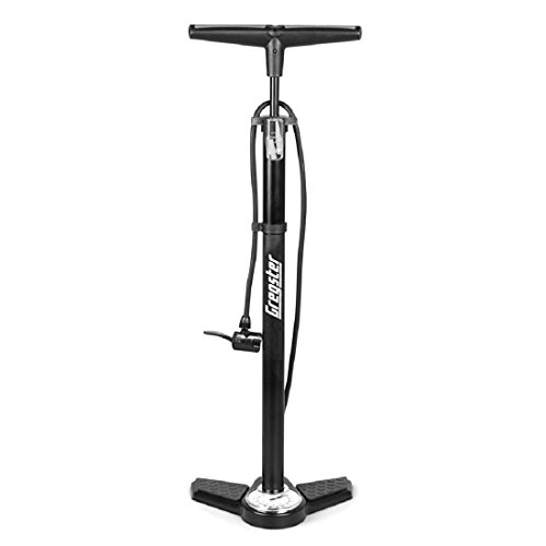 Gregster Fahrrad Luftpumpe, Standluftpumpe mit Manometer und Universal Doppelpumpenkopf, inkl. Adapter Set
