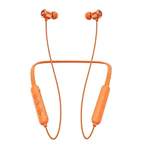 Mivi Collar Flash Bluetooth Earphones. Fast Charging Wireless Earphones with mic, 24hrs Battery Life, HD Sound, Powerful Bass, Made in India Neckband - Orange