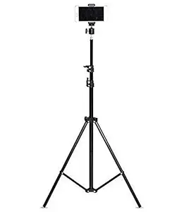 Tozzby 7 Feet Lightweight Mobile Tripod Stand Aluminium Adjustable Portable and Foldable Tripod Stand Mobile Clip and Camera Holder with Mobile Clip Holder Bracket