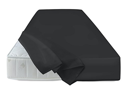 npluseins Betttuch ohne Gummizug, ägyptischer Baumwolle, anthrazit, 150 x 275 cm - 7