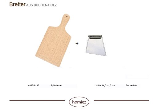 Spätzlegarnitur Spätzlebrett Buchenholz mit zwei abgeschrägten Kanten und Spätzleschaber