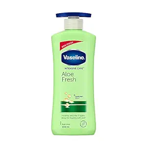 Vaseline Intensive Care Aloe Fresh Hydrating Body Lotion 400 ml, Daily Moisturizer for Dry Skin, Gives Non-Greasy, Glowing Skin - For Men & Women