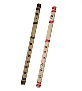 PAL MUSIC HOUSE Flutes A and B Natural Medium Bamboo Flute Bansuri (40cm)