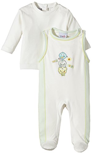 Julius Hüpeden Baby Boys 302170 Footies, Multicoloured (Ecru/Clearly Aqua 730423), 0-3 Months (Herstellergröße: 62)