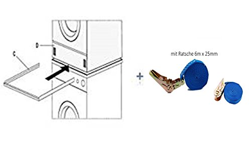 Preisvergleich Produktbild Waschmaschinenzubehör / Zwischenbaurahmen / Waschmaschine und Trockner / Verbindungsrahmen + + Spanngurt für die Befestigung des Trockners Länge 6 Meter