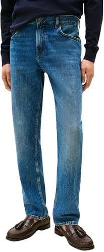 Tommy Hilfiger Uomo Jeans Straight Denton Vita Media, Blu (Vista Indigo), 34W/31L