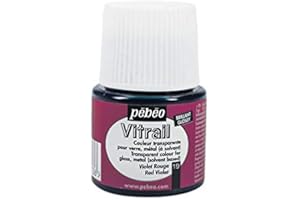 LIVEMOOR Pebeo Vitrail Peinture pour verre Plusieurs couleurs – Bouteilles de 45 ml (rouge/violet)