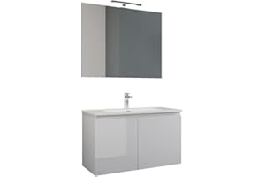 Mama Store ATENA2 80, Mobile 2 ante 80 cm, Bianco Lucido Laccato, L. 81 X P. 47 X H. 53 CM