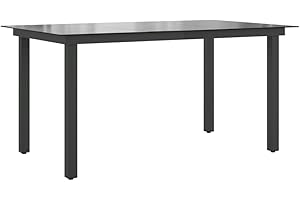 vidaXL Garten Esstisch Witterungsbeständig Gartentisch Gartenmöbel Tisch Balkontisch Terrassentisch Glas Aluminium 150x90x74cm Schwarz