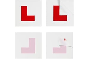 LONOVE BEAUTY PRODUCTS Self Adhesive Pack of 4 L Plates for Car Window Stickers for new driver -2 Outside Self Adhesive L Plates Sticker + 2 Electrostatic L-Plates for Inside Car Window