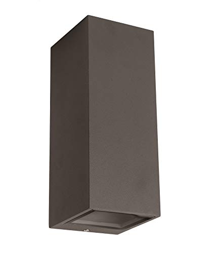 Applique murale d'extérieur rectangulaire GU10 - Aluminium anthracite - Pour LED ou halogène - UP & Down light - Applique extérieure extérieure IP54