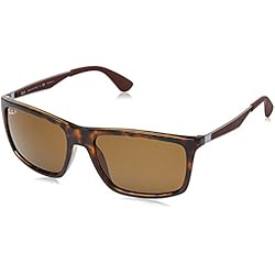 Ray-Ban 0Rb4228 Gafas de sol, Rectangulares, Polarizadas, 58, Light Havana